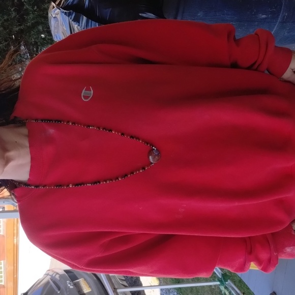 Necklace Handmade Red Agate,Round Red & Purple Stone & metal spacers beads 32" - Picture 8 of 8